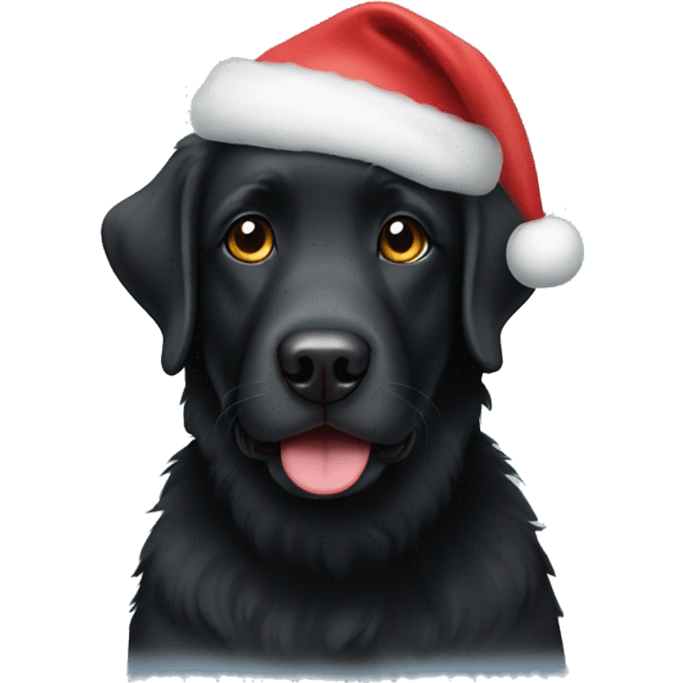 fluffy black lab with santa hat emoji