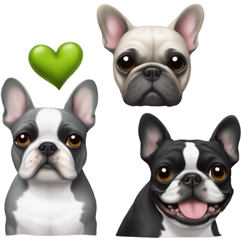 Totally gray French bulldog with a brussels griffon and a boston terrier Christmas   emoji