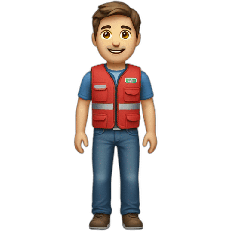 Guy with brown hair in Lowe’s red vest emoji