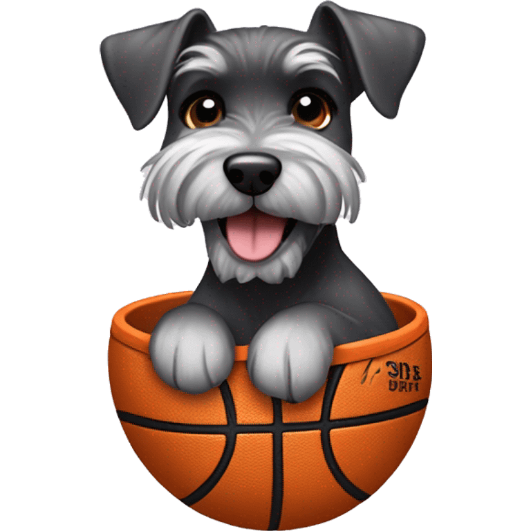 Mini schnauzer dunking a basketball emoji