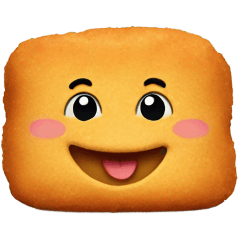 A chicken nugget with a face smiling emoji