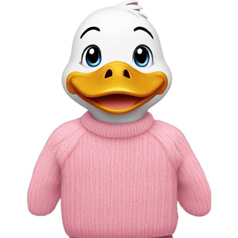 Happy duck in a pink sweater emoji