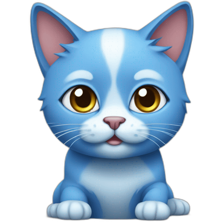 Blue cartoon cute cat emoji