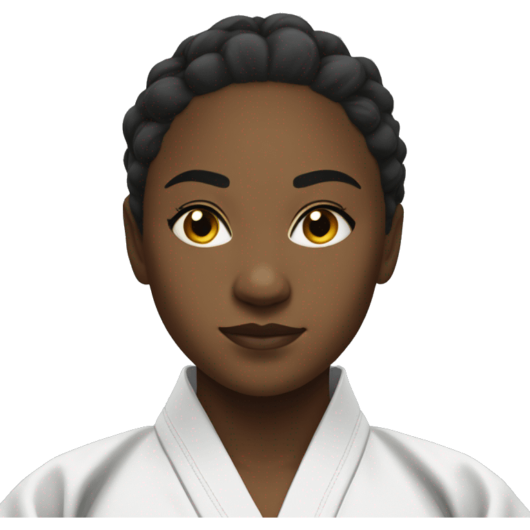 black female judo athlete, looking sideways, not smiling emoji