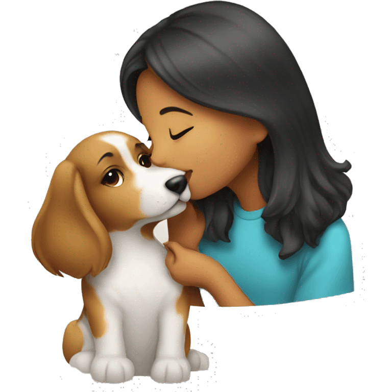 girl kissing dog emoji