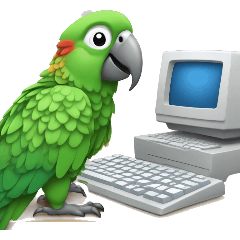 parrot picking a computer keyboard emoji