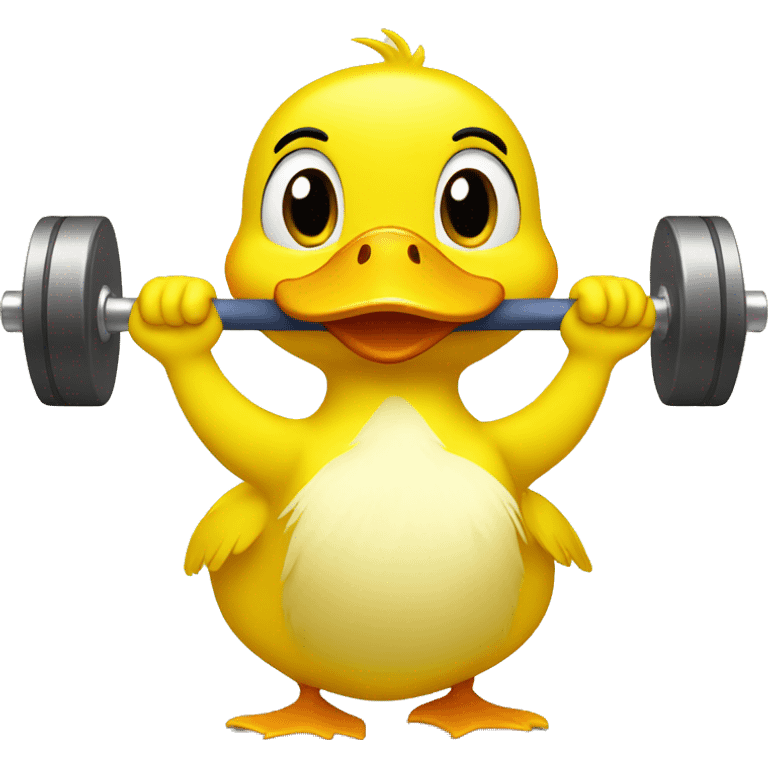 yellow cute duck lifting weights emoji