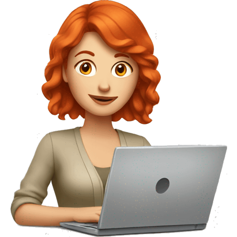 red headed lady using laptop emoji