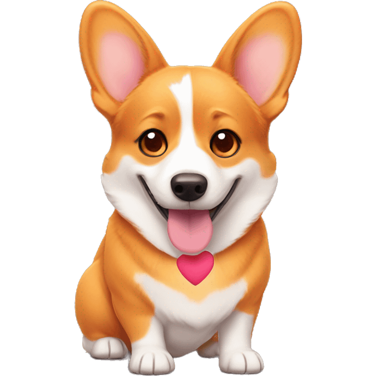 orange corgi with heart eyes emoji