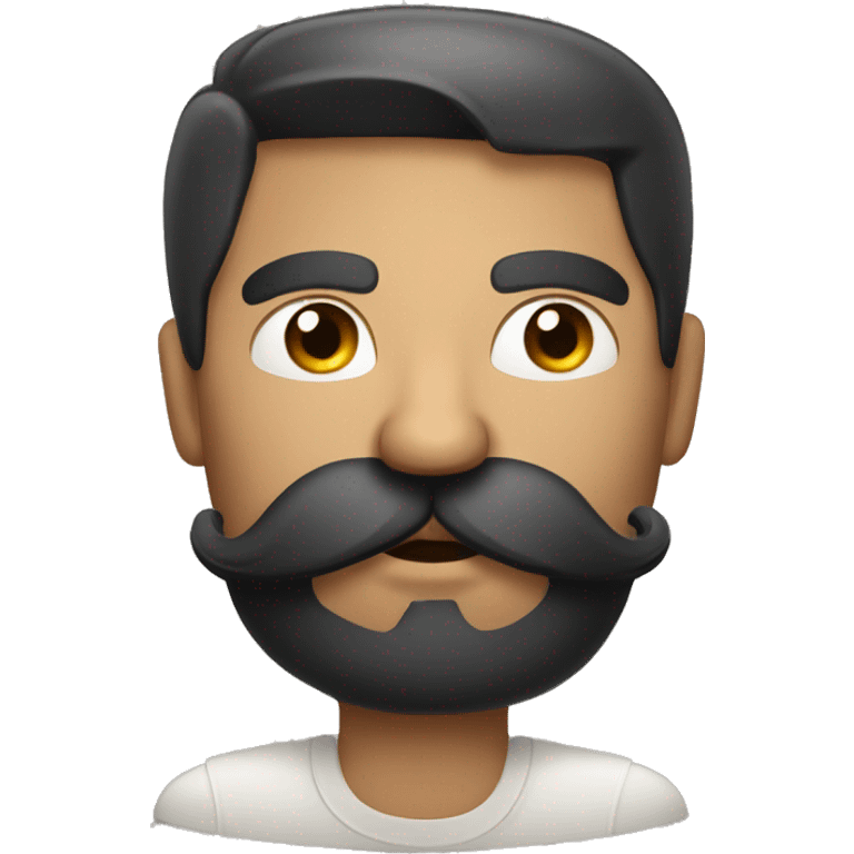 Man with black hair and a mustache drinking a beer emoji