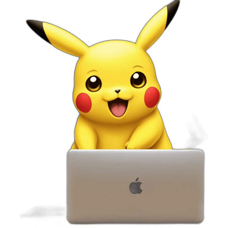 Pikachu in front of a laptop emoji