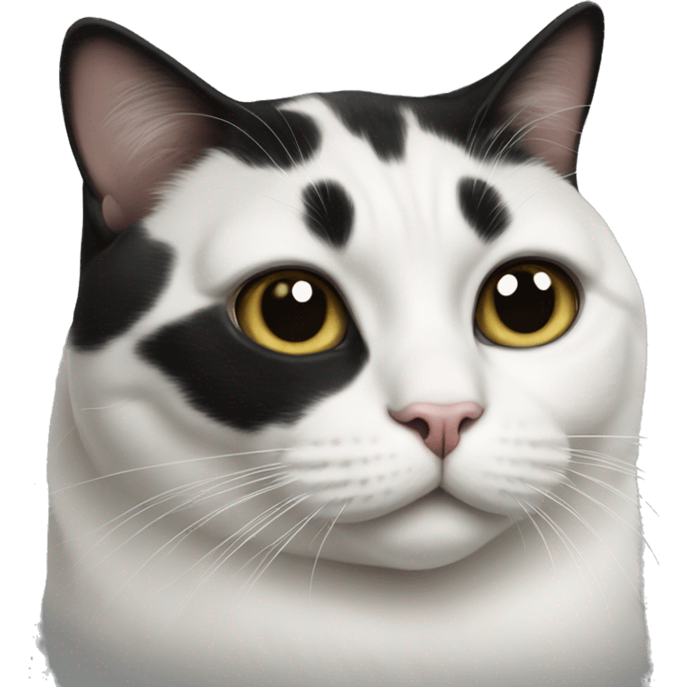 cat fat white and black emoji