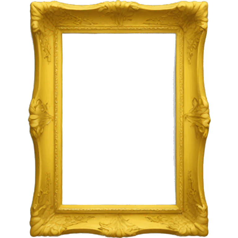 An empty yellow art frame, decorated  emoji