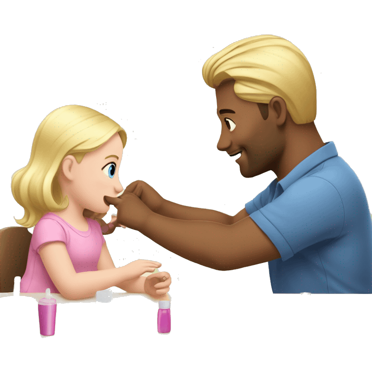 blonde babydaughter gives blonde dad a manicure emoji