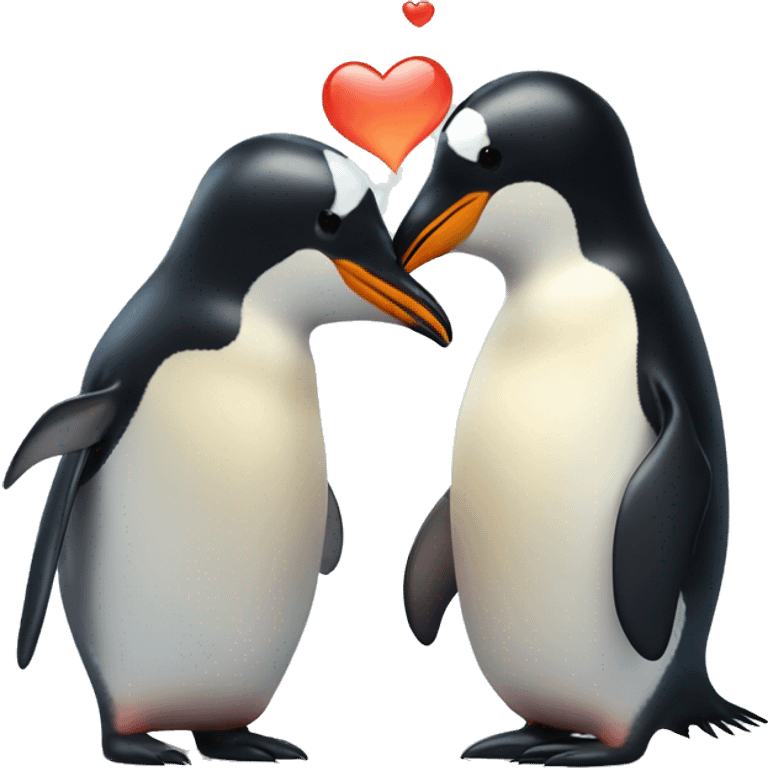 Penguin kisses fish emoji