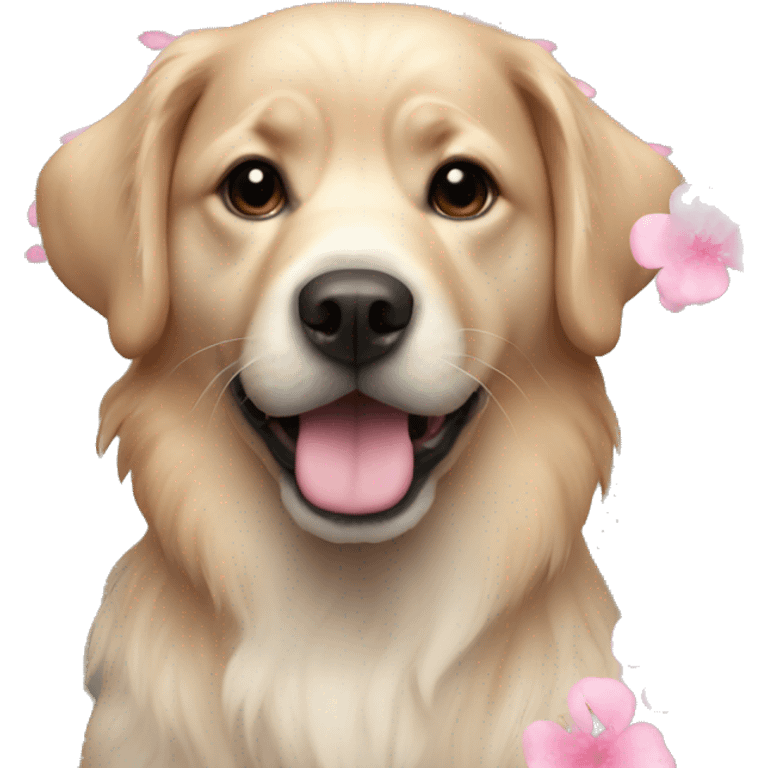 Dog,pink, flowers emoji