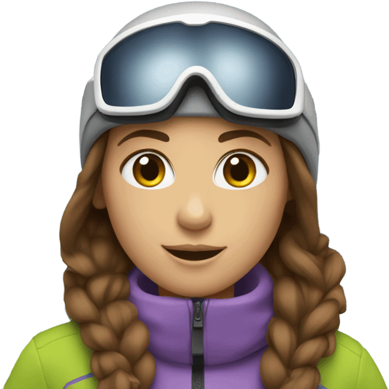 Girl skiing downhill with brown hair emoji