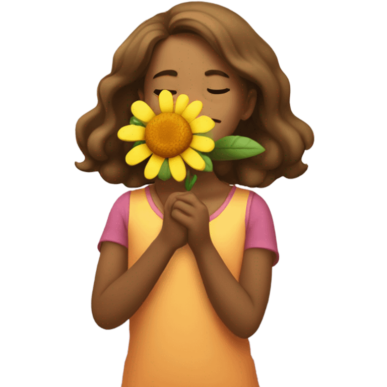 girl smelling flower emoji