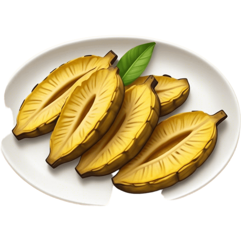 Cinematic Realistic Patacones Dish Emoji, depicted as twice-fried plantain slices with a crispy exterior rendered with detailed textures and dynamic, inviting lighting. emoji