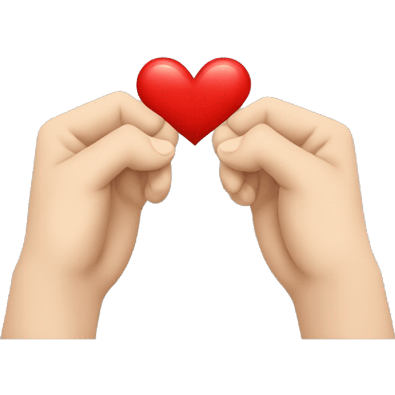 Two hands, one reaching down from the top and the other reaching up from the bottom, with a red heart positioned between them. Minimalist design emoji