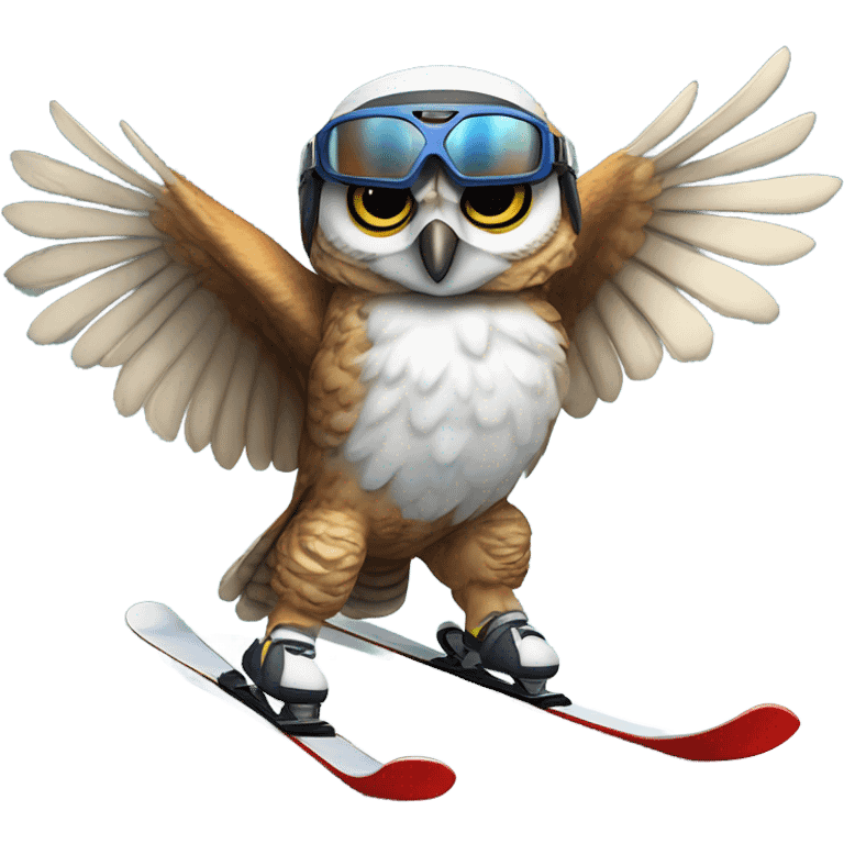 A great horned owl skiing emoji