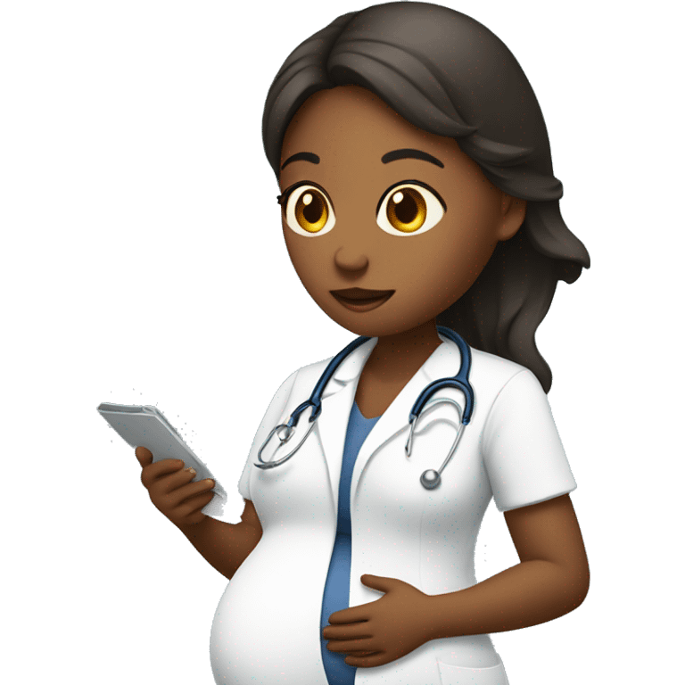 pregnant girl talking to doctor emoji