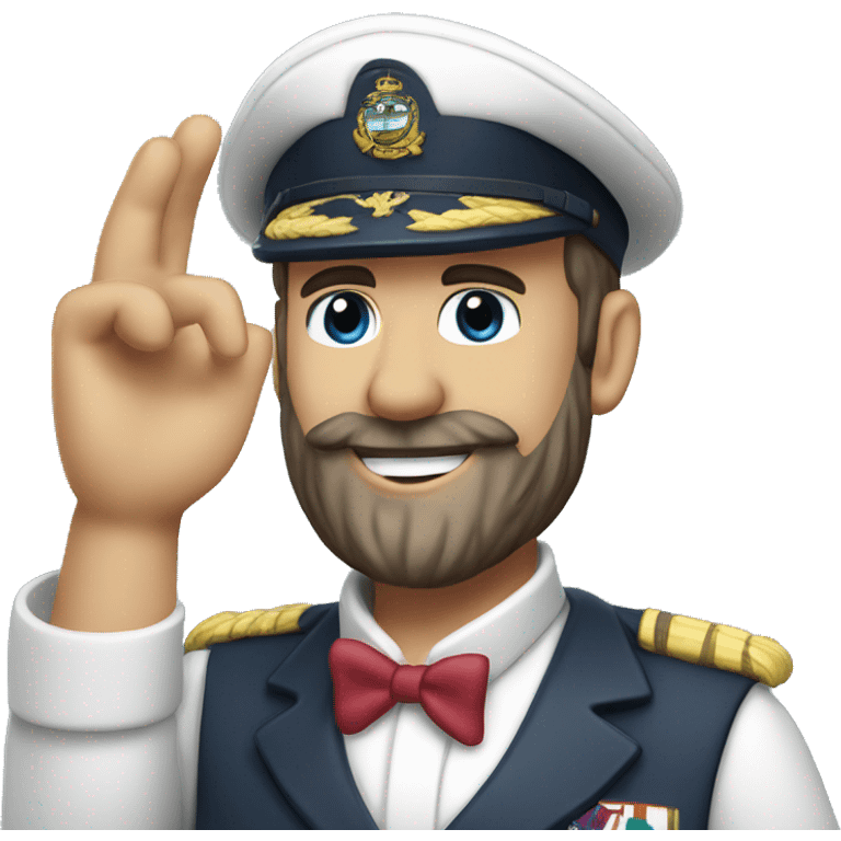 yacht club captain, saluting, smiling, australian, beard stubble emoji