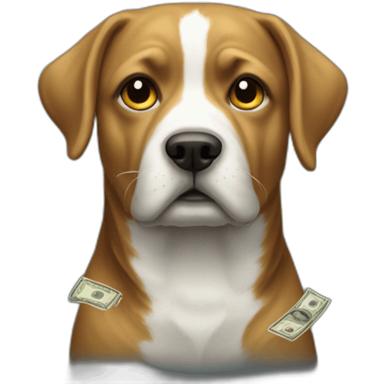 Rich dog money rain emoji