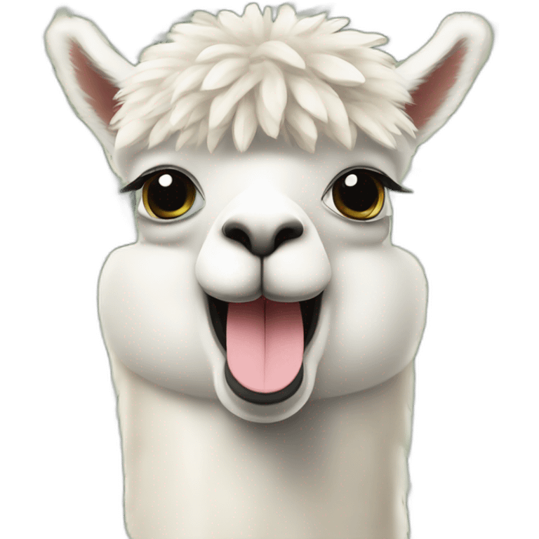 Happy alpaca with stacks of American dollars emoji