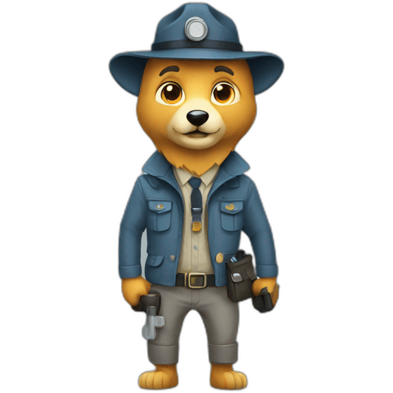 flat design cartoon wolf inspector emoji