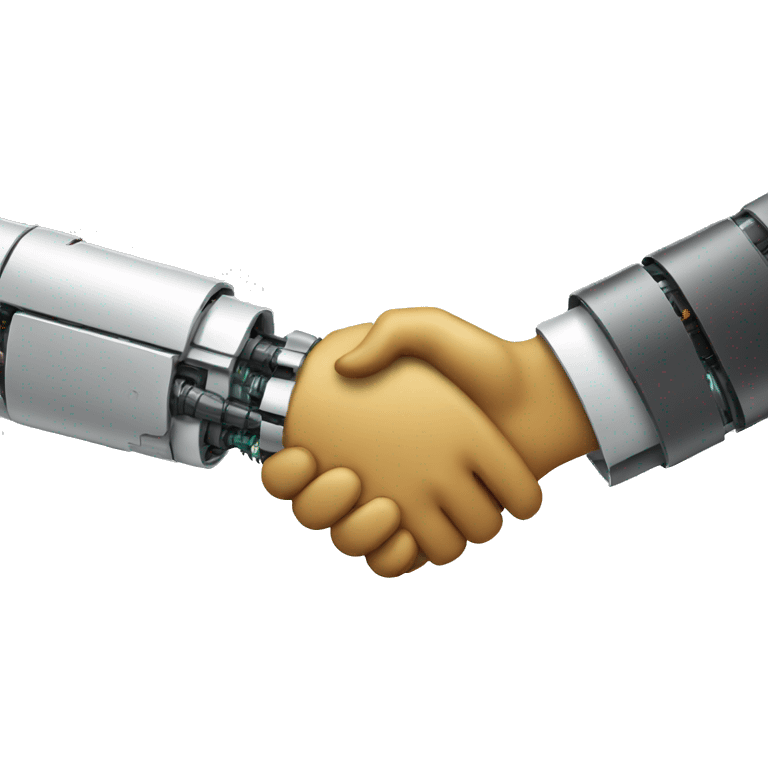 handshake with robot emoji