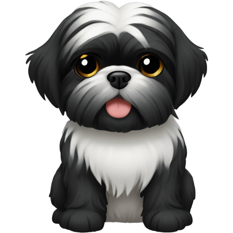 Black shih tzu hugging emoji like “🤗” emoji