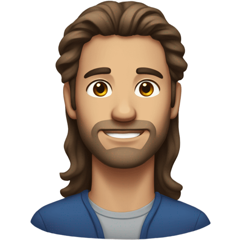 male, long brown hair, brown glass stubble emoji