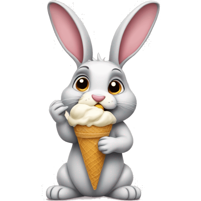 Rabbit eating icecream emoji