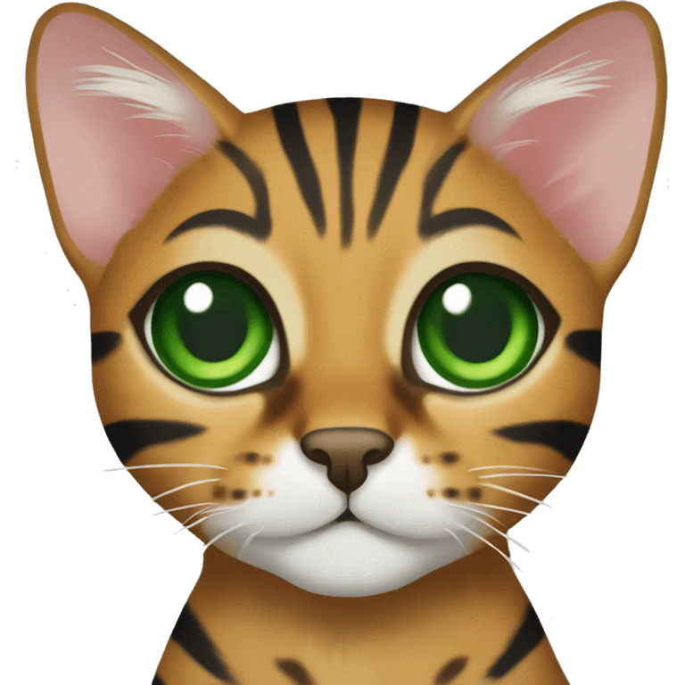 Bengal cat with black and red stripes and green eyes emoji