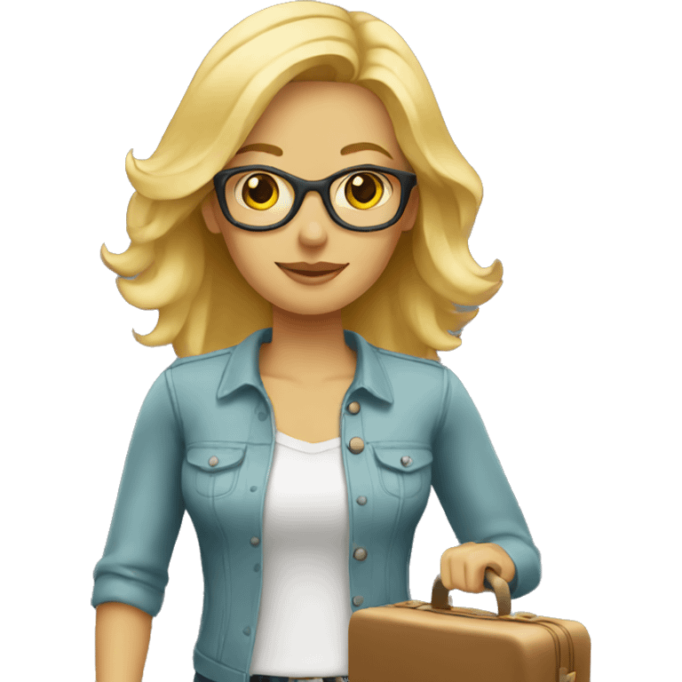 blonde woman with luggage emoji