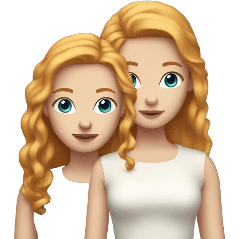 Blond Hair and Ginger Hair Sisters with blue eyes emoji