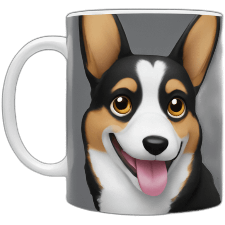 Black corgi on mug emoji