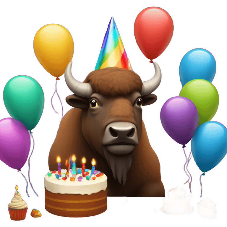 Bison having  a birthday  emoji