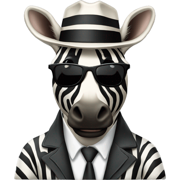 zebra with sunglasses and mafia style emoji