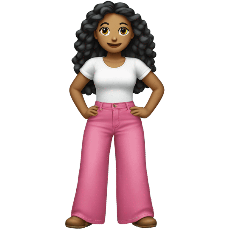 Wide leg high waisted pink jeans emoji