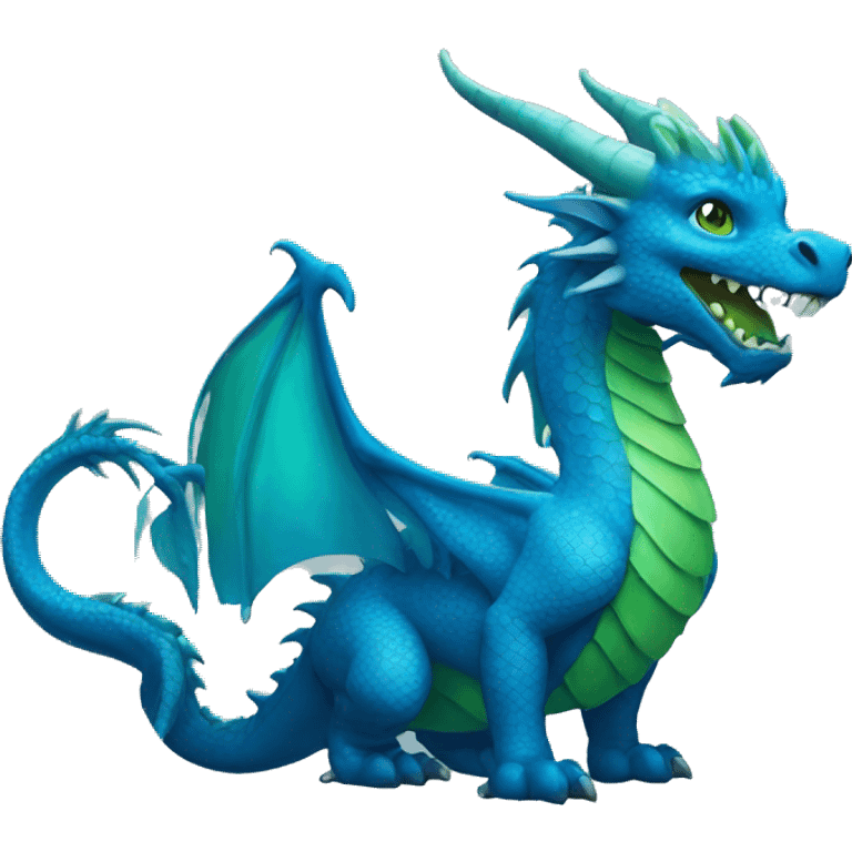 blue dragon with green belly and blue horns emoji