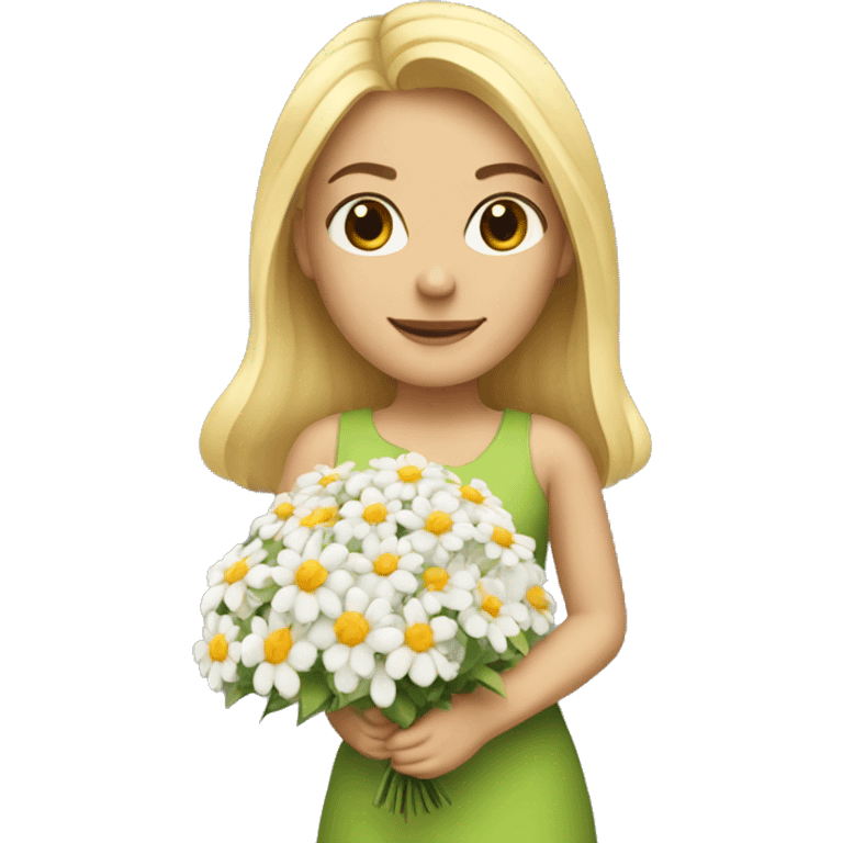 blonde girl with flower bouquet emoji