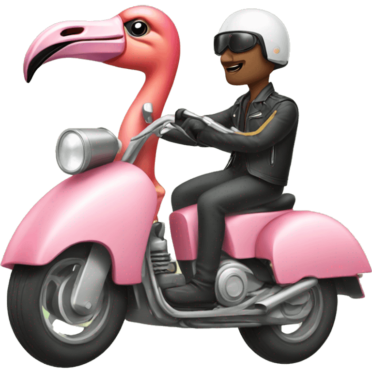 Flamingo driving a motorcycle  emoji