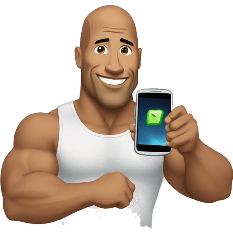 the rock holding a mobile phone emoji