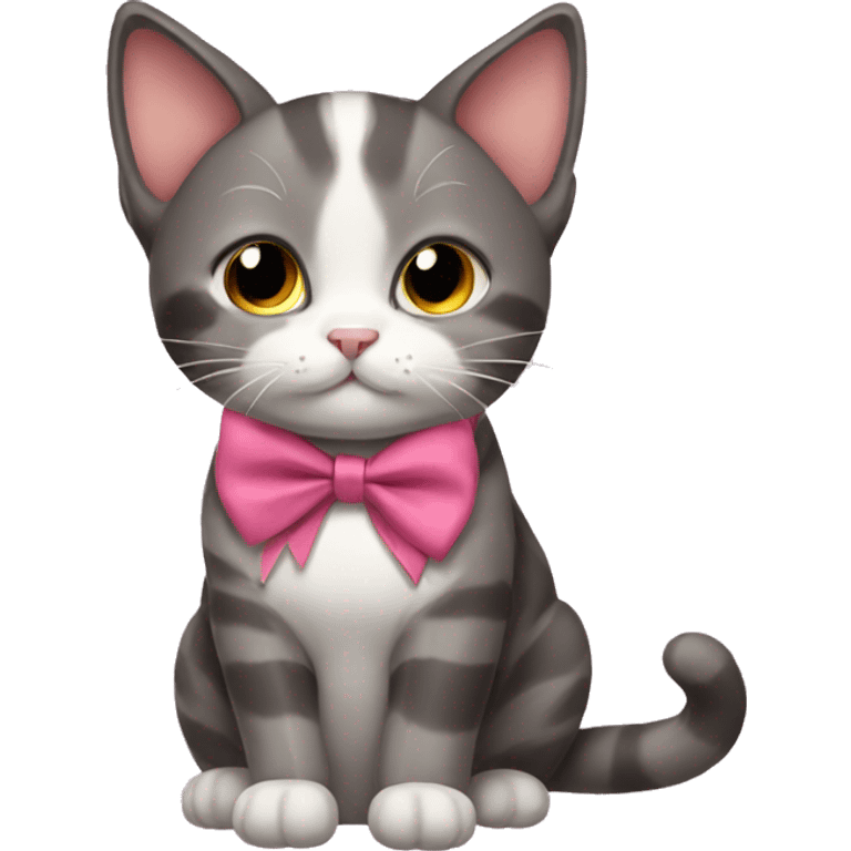 Cat wearing a bow emoji