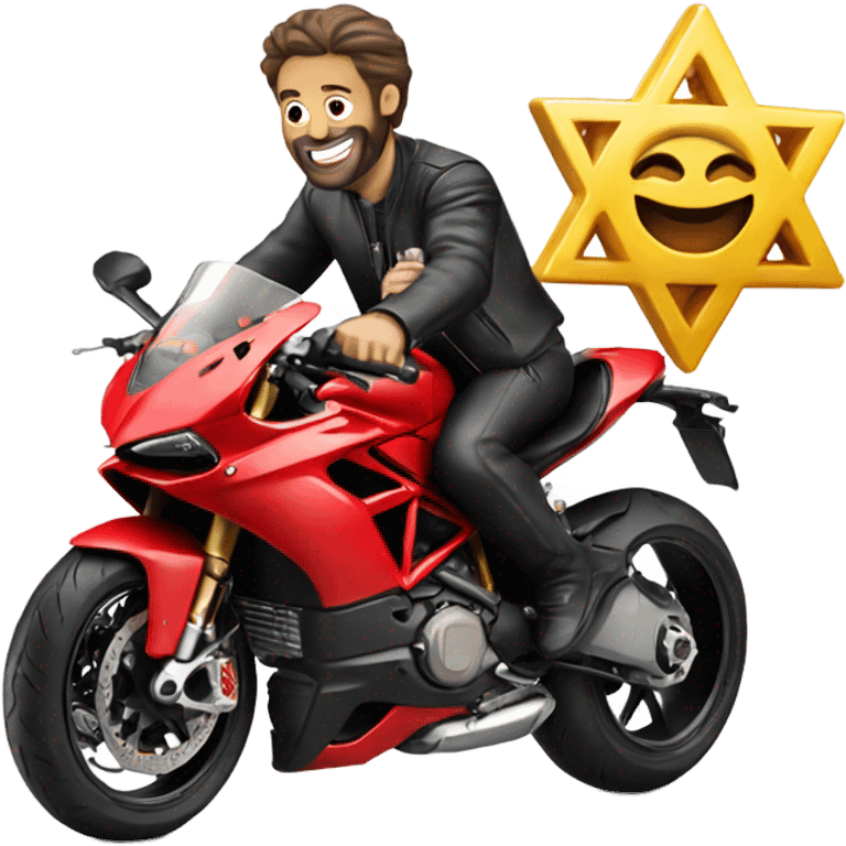 Ducati motorcycle with Jewish person riding it emoji