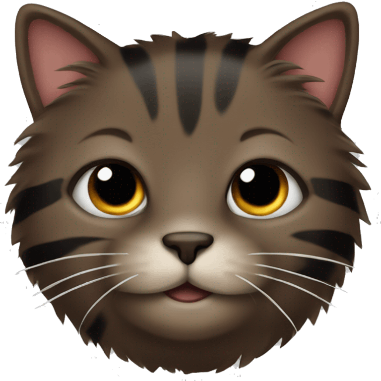 fluffy dark brown cat with black stripes emoji