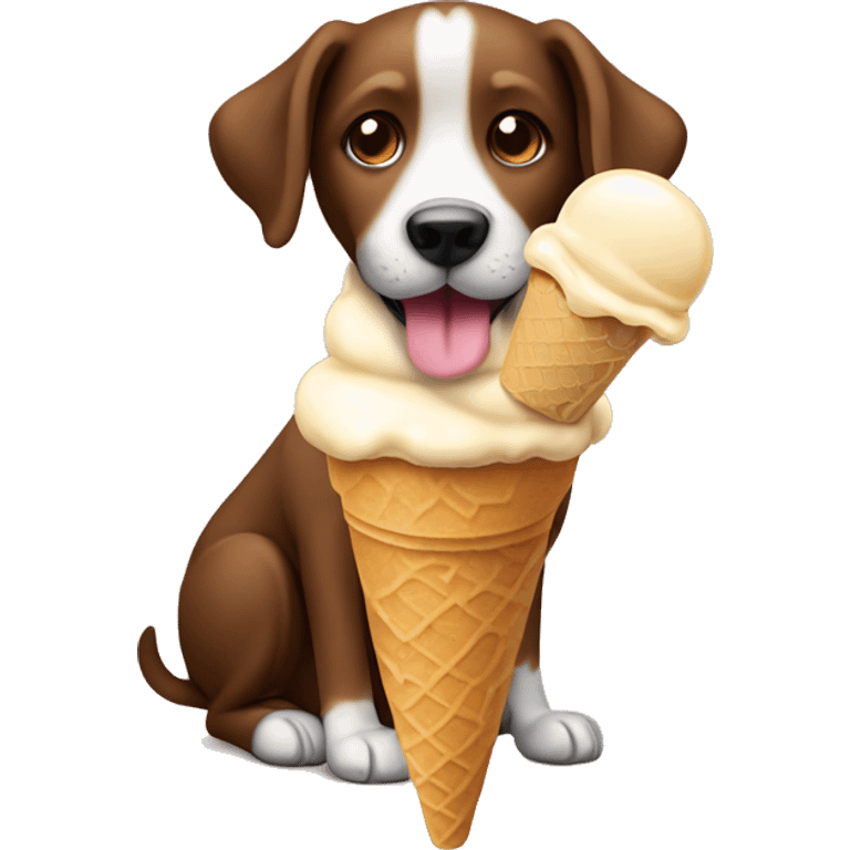 dog color brown eating ice cream emoji