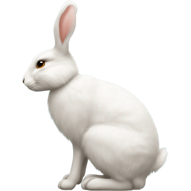 white hare round body sitting down no feet very fluffy side view full body emoji